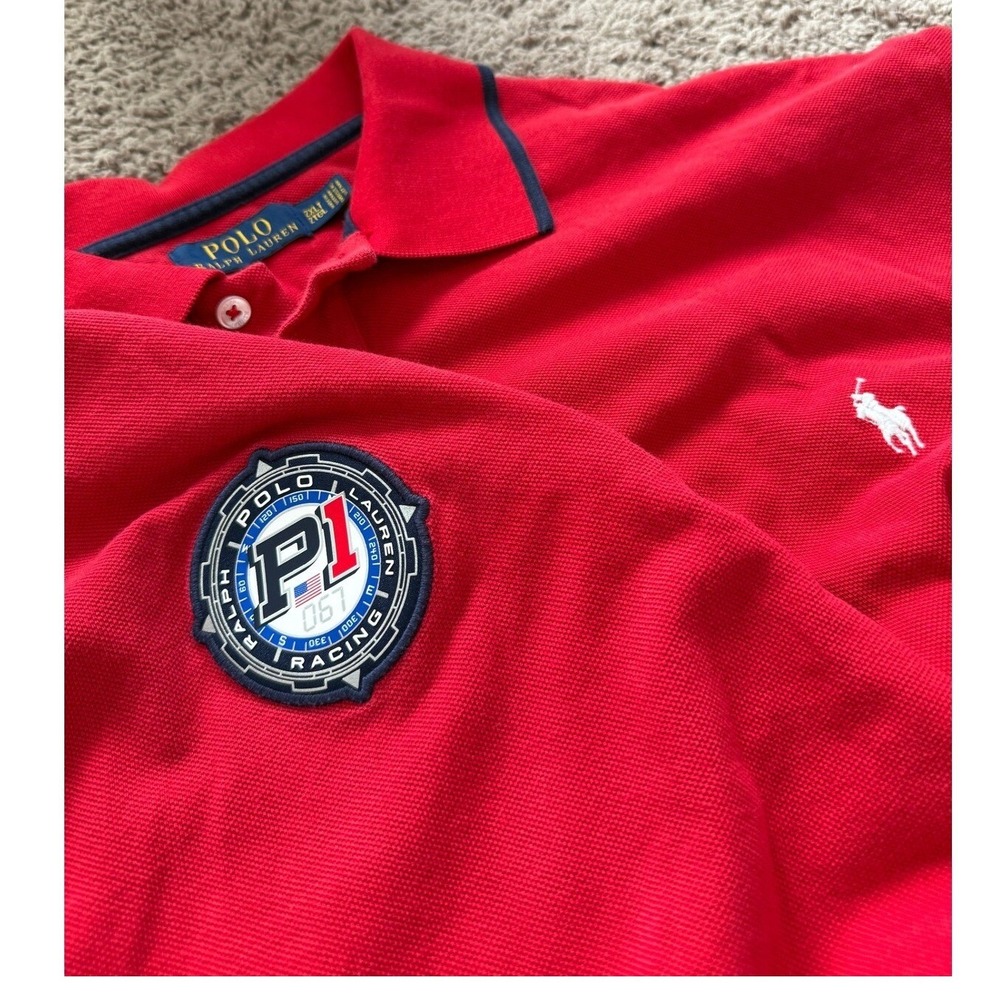 Polo‎ Ralph Lauren Racing P1 Patch Polo Shirt Red Short Sleeve Shirt Size 2XLT